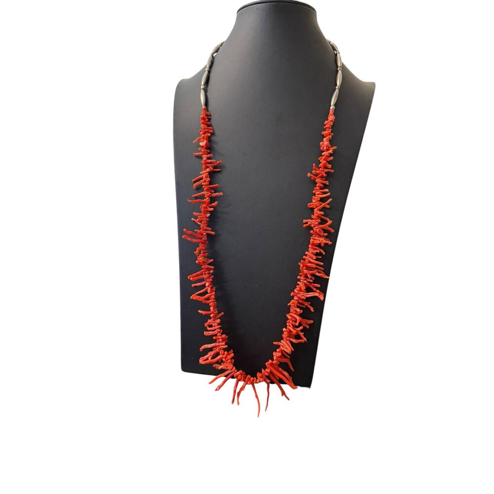Coral Style Red Orange Artisan Necklace